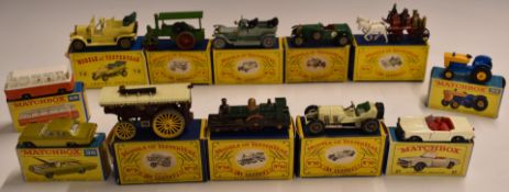 Twelve matchbox Lesney and models of Yesteryear diecast model vehicles 1.75 series 27, 36, 39, and
