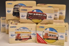 Sixteen Corgi Classic Commercials and Public Transport diecast model tram sets including 97268
