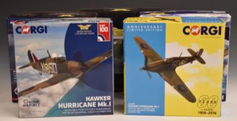 Five Corgi and The Corgi Aviation Archive 1:72 scale diecast model aeroplanes Hawker Hurricane Mk.