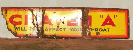 Vintage enamel advertising sign 'Craven A', 39 x 158cm PLEASE NOTE this lot is located at and will