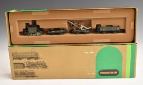 Twenty-two Hornby Minitrix, Piko and similar N gauge model railway wagons and vans, most in original