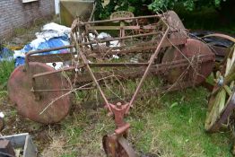 Vintage hay turner with Jarmain cast iron seat PLEASE NOTE this lot is located at and will be sold