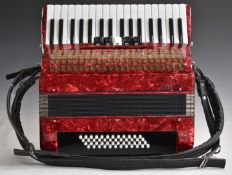 Irin 48 bass 4 x 12 configuration piano accordion with five treble couplers, in soft carry case with