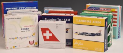 Twenty 1:400 scale diecast model aircraft, various manufacturers and liveries including Aeroflot