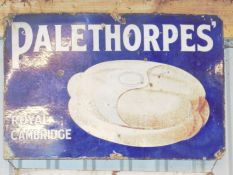 Vintage enamel advertising sign 'Palethorpes' Royal Cambridge Sausages', 61 x 91cm PLEASE NOTE