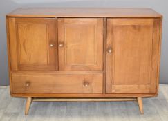 Ercol light elm sideboard, W114 x D51 x H81cm