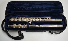 Trevor J James TJ10 silver plated flute, in original fitted case
