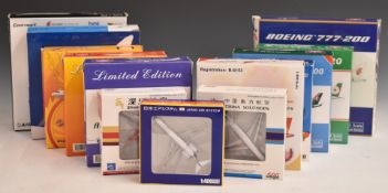 Thirteen 1:400 scale diecast model aircraft, China and Japanese carriers including ANA B767-300,