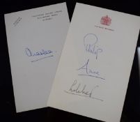 Signatures of Prince Philip, Princess Anne, Her Majesty the Queen (signed as Lilibet) on H.M.Yacht