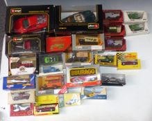 Twenty-five Corgi, Burago, Maisto and other diecast model vehicles including Porsche 356B