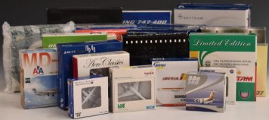 Twenty-five 1:400 scale diecast model aircraft, various manufacturers and liveries including