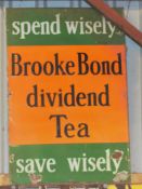 Vintage enamel advertising sign 'Brooke Bond Dividend Tea', 76 x 51cm PLEASE NOTE this lot is