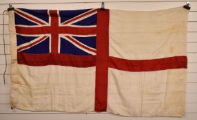 A vintage British ensign silk flag (only used for royalty), probably c1930s, 100 x 180cm. From the