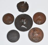 Six various bronze late 18thC and 19thC commemorative medal coins to include Austria, Russia,