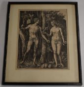 Albrecht Dürer print Adam & Eve (image 9 ¾ x 7 ½”) mounted, framed and glazed