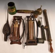 Vintage motoring collectables to include Dunlop and Walters & Dobson (WAD) foot pumps, oil cans