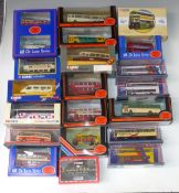 Twenty Corgi and Gilbow 1:76 scale diecast model buses including Badgerline Mini, Plaxton Premier