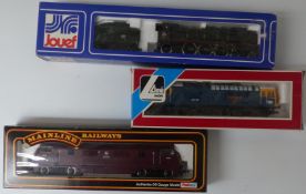 Three Mainline, Jouef and Lima 00 gauge model railway locomotives including The Burma Star, Type 4