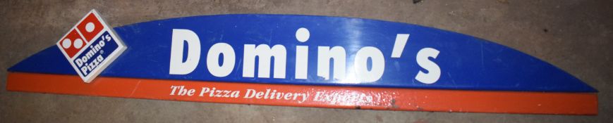 Metal advertising sign 'Domino's Pizza', 29 x 188cm PLEASE NOTE this lot is located at and will be