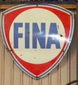 Vintage enamel petrol advertising sign 'Fina', 128 x 120cm  PLEASE NOTE this lot is located at and