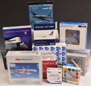 Twenty diecast model aircraft, various liveries including Air Greenland, Egypt Air, Singapore