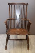 18th/19thC elm seated Windsor armchair of generous proportions. W61 x D45 x H112cm