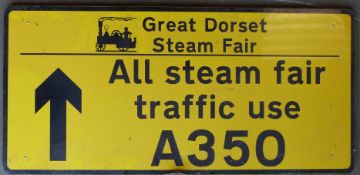 Great Dorset Steam Fair traffic sign, 72 x 152cm  PLEASE NOTE this lot is located at and will be