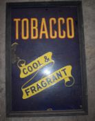 Vintage enamel advertising sign 'Tobacco - cool & fragrant' in wooden frame, 84 x 55cm PLEASE NOTE