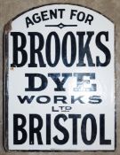 Vintage enamel double sided advertising sign 'Brooks Dye Works, Bristol', 45 x 33cm PLEASE NOTE this
