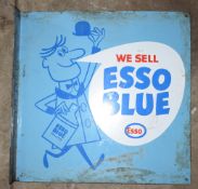 Vintage enamel double sided advertising sign 'We Sell Esso Blue', 45 x 46cm PLEASE NOTE this lot