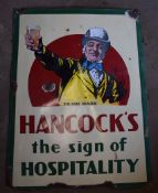 Vintage enamel advertising sign 'Hancock's Beer', 104 x 82cm PLEASE NOTE this lot is located at
