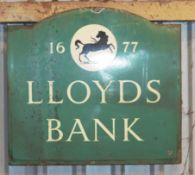 Vintage enamel advertising sign 'Lloyds Bank', 60.5 x 66.5cm PLEASE NOTE this lot is located at