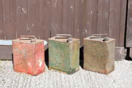 Three vintage Shell two gallon petrol cans including Aviation example PLEASE NOTE this lot is