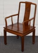 Chinese mahogany armchair with auspicious symbol, H93cm