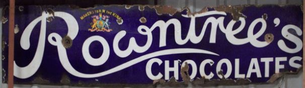 Vintage enamel advertising sign Rowntree's Chocolates, 38 x 155cm PLEASE NOTE this lot is located at