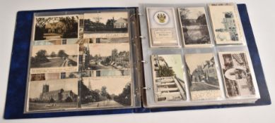 Edwardian and later postcard album of mainly UK cards, topographical, humorous and silk WW1,