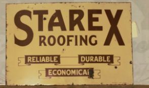 Vintage enamel advertising sign 'Starex Roofing', 61 x 91cm PLEASE NOTE this lot is located at and