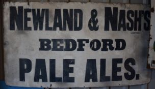 Vintage enamel advertising sign 'Newland & Nash's Bedford Pale Ales', 61 x 114cm PLEASE NOTE this