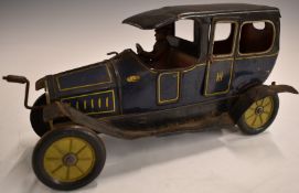 Hess tinplate model Hessmobile 1024 limousine with flywheel motor and blue and yellow livery.