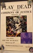 Play Dead Company of Justice promotional album poster 1985, 74 x 51cm