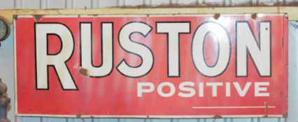 Vintage enamel advertising sign 'Ruston Positive' (possibly Ruston Bucyrus or Ruston Hornsby