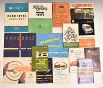 Classic car and motorcycle literature to include 1960s Silverstone, Olympia racing car shows, Ford