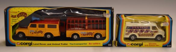 Two Corgi Toys diecast model vehicles Jean Richard Circus Land Rover and Animal Trailer Gift Set