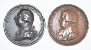 George III, Saved From Assassination bronze commemorative medal / coin (15/05/1820) and John, Earl