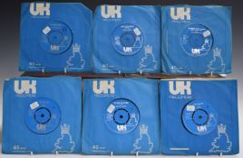 Approximately 100 singles on UK including promos and imports