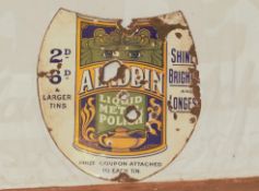 Vintage enamel advertising sign 'Aladdin Liquid Metal Polish', 60 x 57cm  PLEASE NOTE this lot is