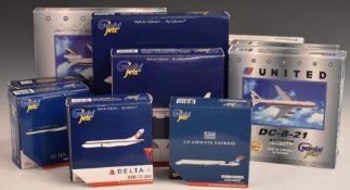 Ten Gemini Jets 1:400 scale diecast model aircraft U.S. carrier liveries including GJUSA908 U.S.