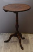 19thC mahogany circular side table raised on tripod base, D51 x H73cm