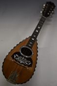 Vinaccia, Nipote C Munier, c1900 fluted bowl 33 piece back mandolin, with silver inlay, mother of