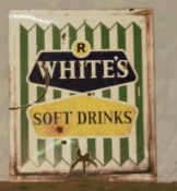 Vintage enamel advertising sign 'R White's Soft Drinks', 68 x 57cm PLEASE NOTE this lot is located